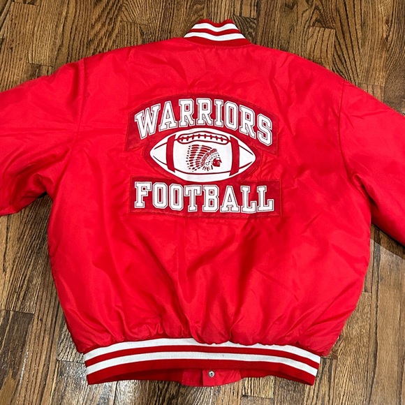 Vintage 80s 90s Varsity jacket Warrior Football by Birdie Jackets